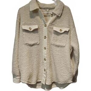 CATO Off White Cream Pockets Sherpa Jacket   Size M